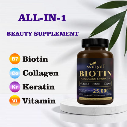 Hair Skin and Nails Supplement with Biotin and Collagen