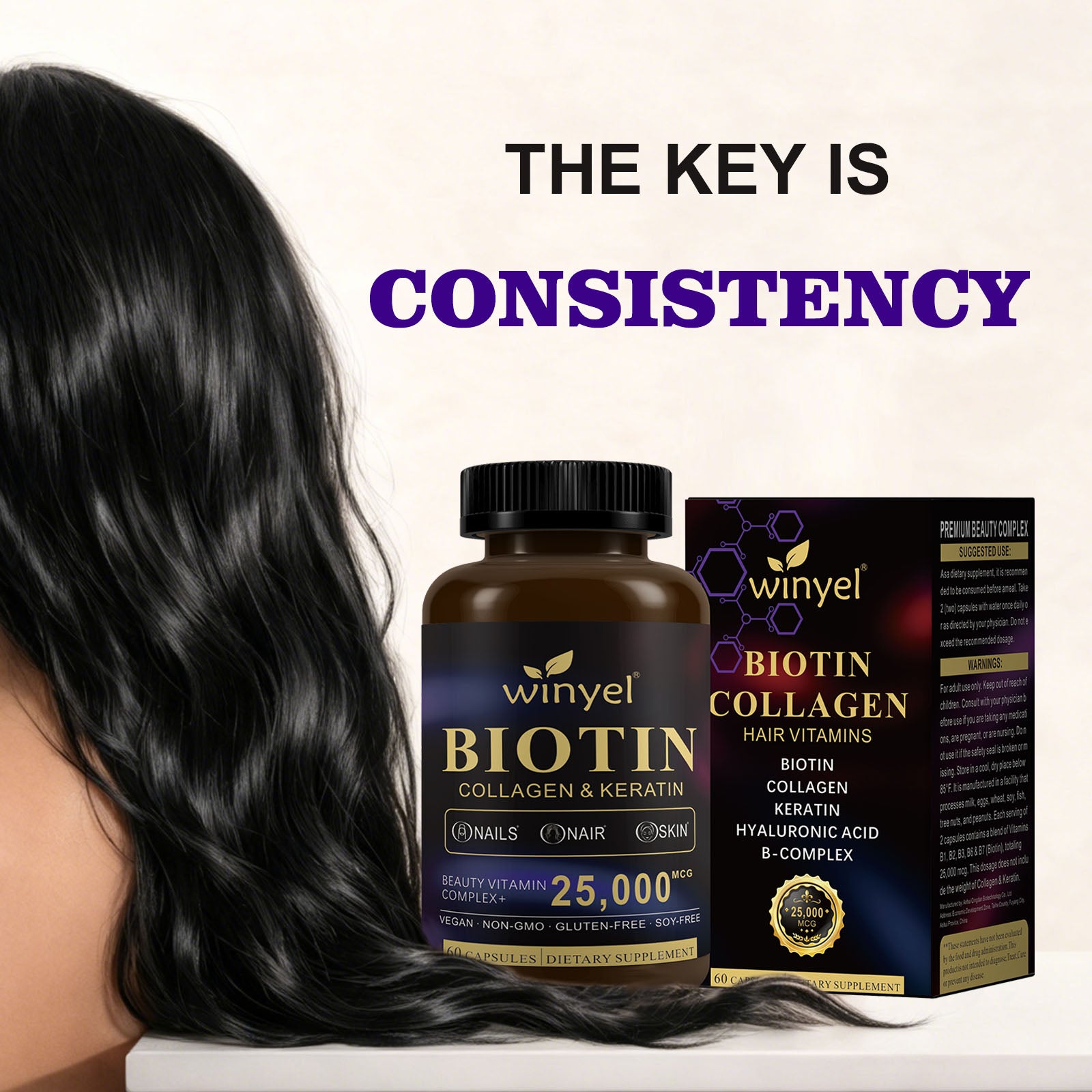Hair Skin and Nails Supplement with Biotin and Collagen