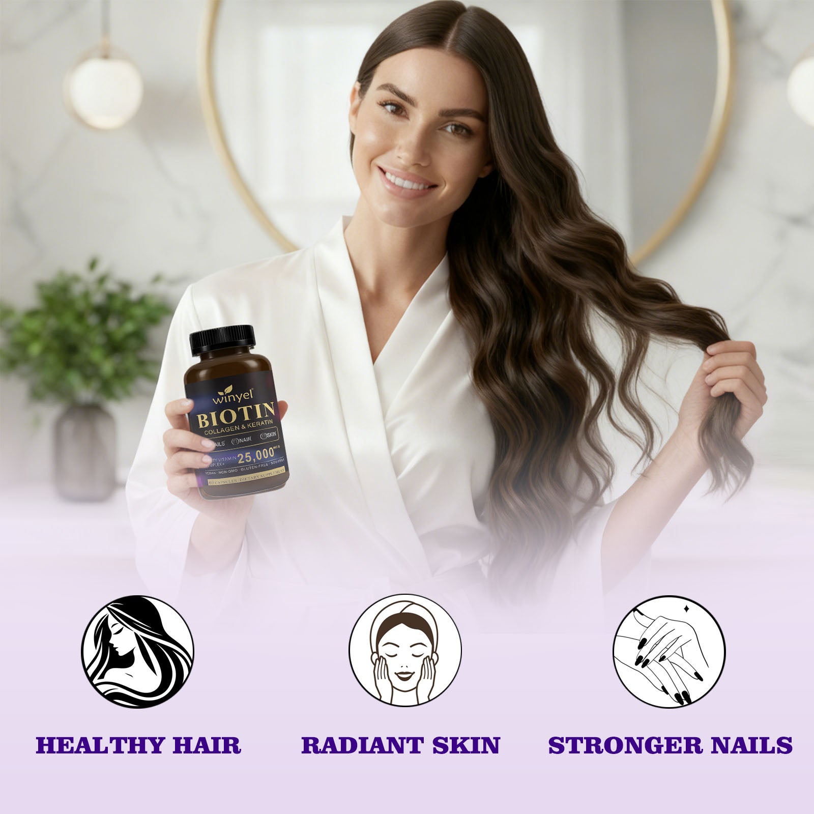 Hair Skin and Nails Supplement with Biotin and Collagen