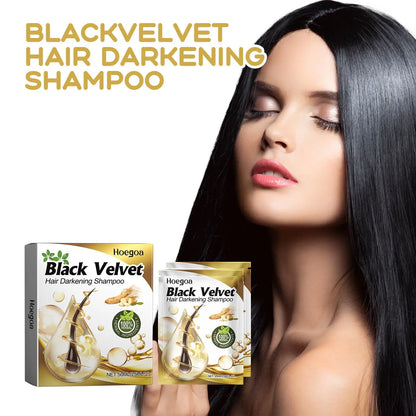 Hoegoa 50ml Natural Black Hair Dye Shampoo No Irritation Remove Gray Hair Lasting Coloring Fashion Style Hair Darken Shampoo