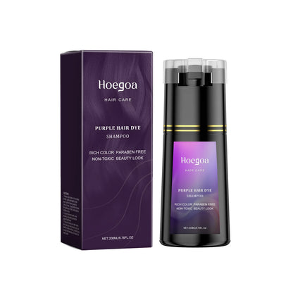 Hoegoa 200ml Hair Dye Shampoo Herbal Diy Fashion Hair Natural Coloring Oil Control Fluffy Nourish Scalp Hair Dyeing Shampoo