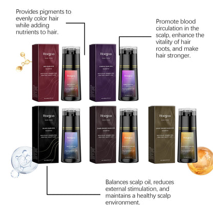 Hoegoa 200ml Hair Dye Shampoo Herbal Diy Fashion Hair Natural Coloring Oil Control Fluffy Nourish Scalp Hair Dyeing Shampoo