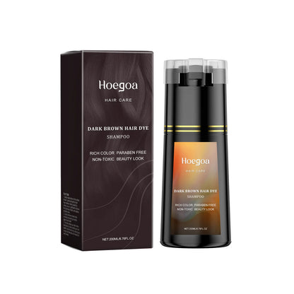 Hoegoa 200ml Hair Dye Shampoo Herbal Diy Fashion Hair Natural Coloring Oil Control Fluffy Nourish Scalp Hair Dyeing Shampoo