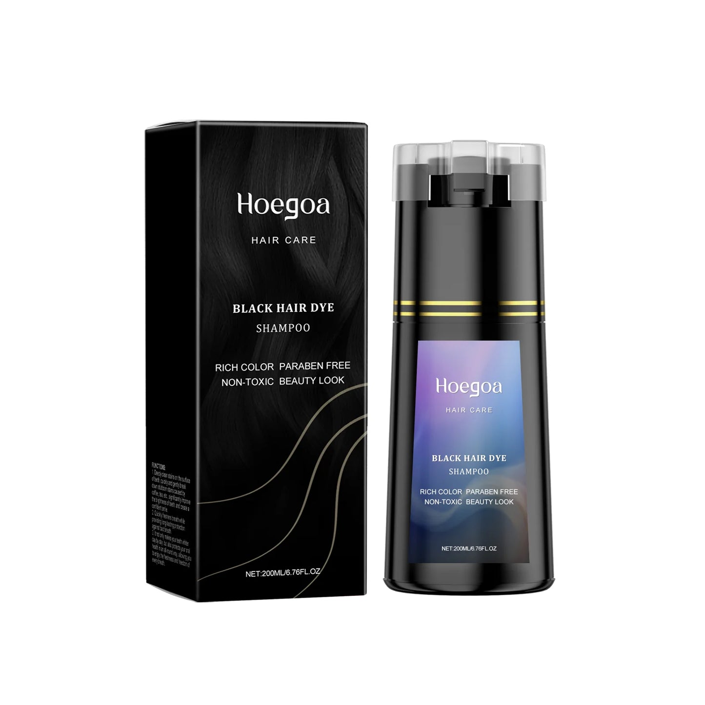 Hoegoa 200ml Hair Dye Shampoo Herbal Diy Fashion Hair Natural Coloring Oil Control Fluffy Nourish Scalp Hair Dyeing Shampoo