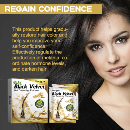 Hoegoa 50ml Natural Black Hair Dye Shampoo No Irritation Remove Gray Hair Lasting Coloring Fashion Style Hair Darken Shampoo