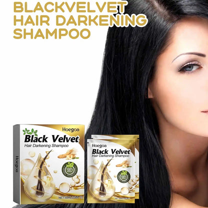 Hoegoa 50ml Natural Black Hair Dye Shampoo No Irritation Remove Gray Hair Lasting Coloring Fashion Style Hair Darken Shampoo