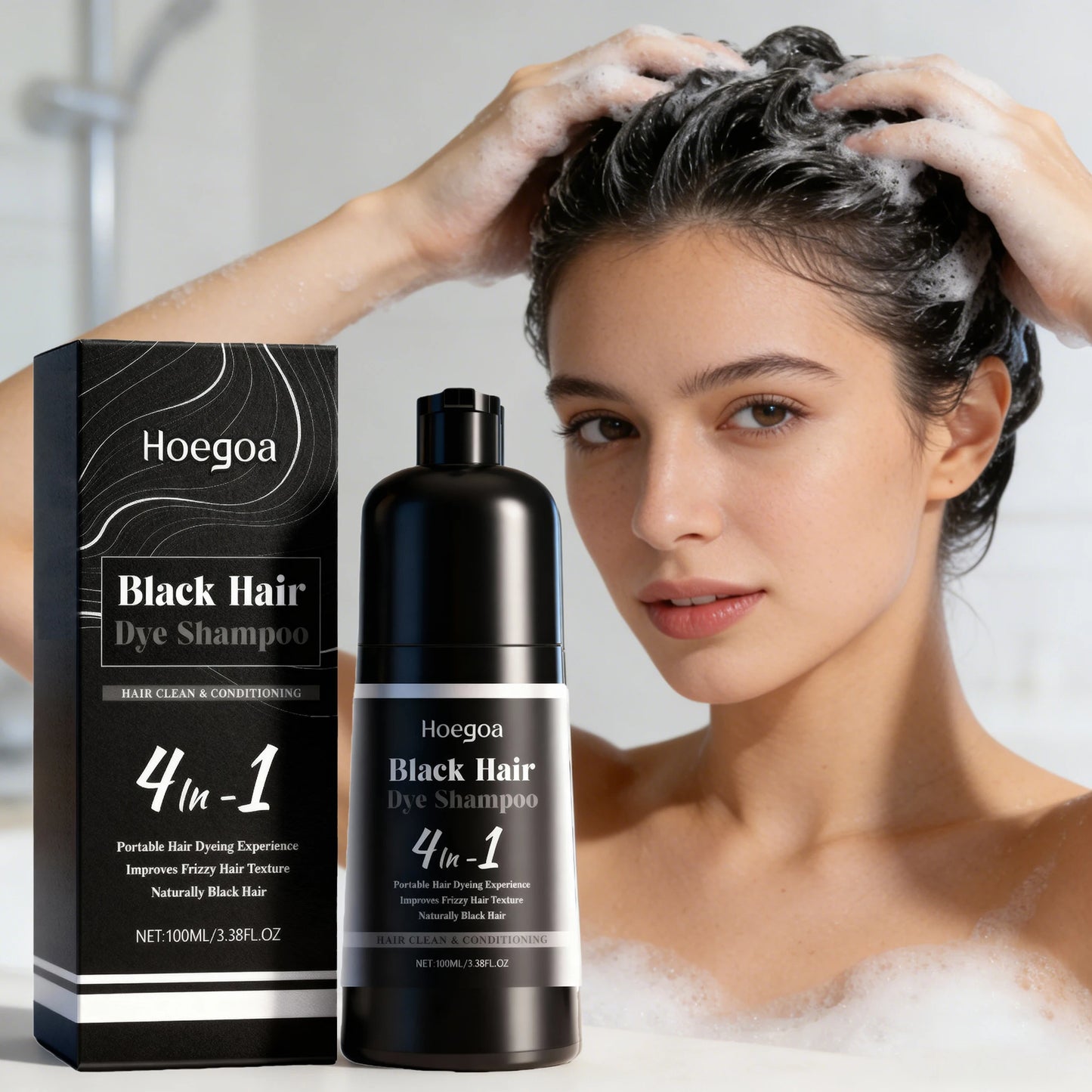 100ML Black Hair Dyeing Shampoo Gentle Clean Hair Improve Frizzy Hair Texture Nourishing Oil Control Natural Hair Dye Shampoo
