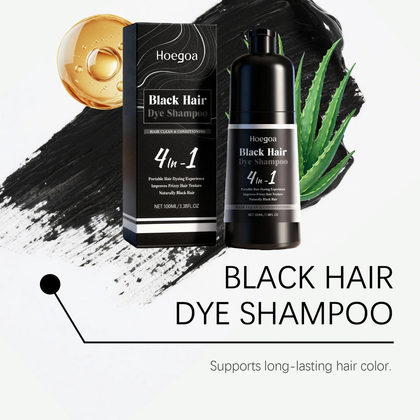 100ML Black Hair Dyeing Shampoo Gentle Clean Hair Improve Frizzy Hair Texture Nourishing Oil Control Natural Hair Dye Shampoo