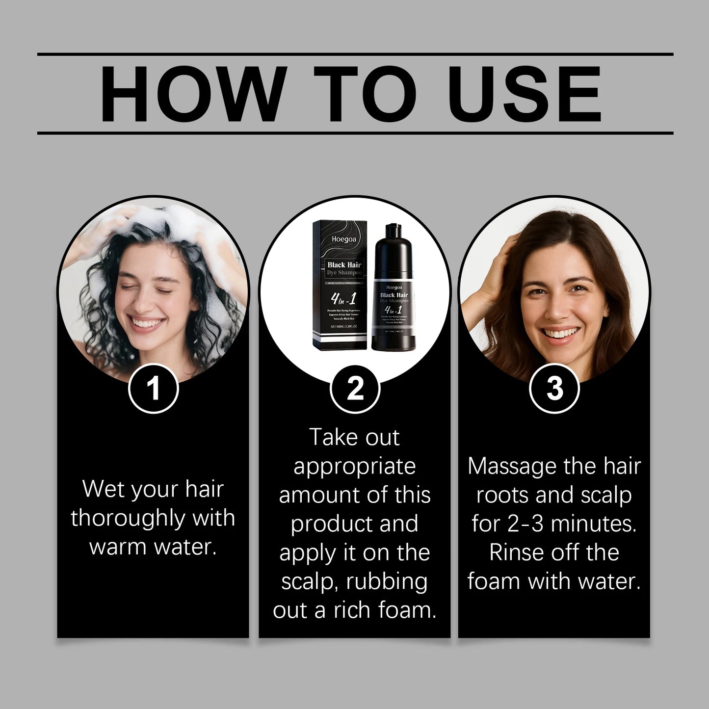 100ML Black Hair Dyeing Shampoo Gentle Clean Hair Improve Frizzy Hair Texture Nourishing Oil Control Natural Hair Dye Shampoo