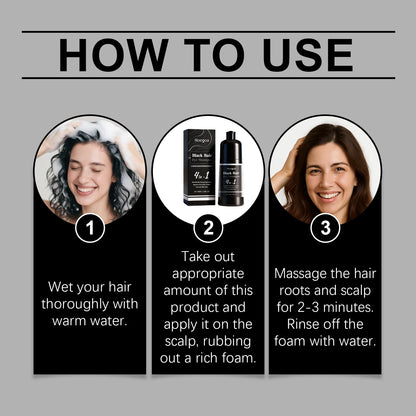 100ML Black Hair Dyeing Shampoo Gentle Clean Hair Improve Frizzy Hair Texture Nourishing Oil Control Natural Hair Dye Shampoo