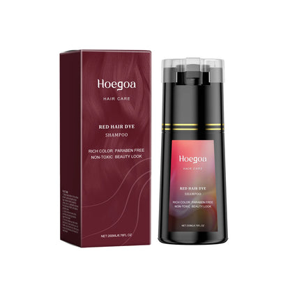 Hoegoa 200ml Hair Dye Shampoo Herbal Diy Fashion Hair Natural Coloring Oil Control Fluffy Nourish Scalp Hair Dyeing Shampoo