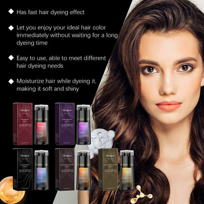 Hoegoa 200ml Hair Dye Shampoo Herbal Diy Fashion Hair Natural Coloring Oil Control Fluffy Nourish Scalp Hair Dyeing Shampoo
