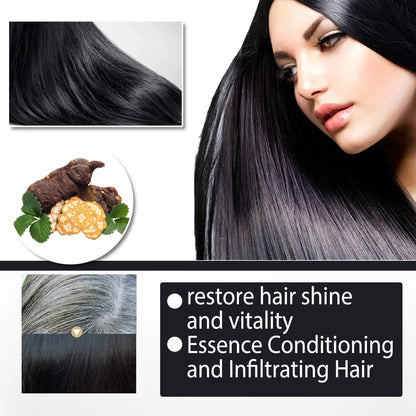 EELHOE 100ml Black Dye Shampoo Natural Herbal Hair Coloring Strengthen Hair Roots Nourishing Gray White Hair Turning Black Care