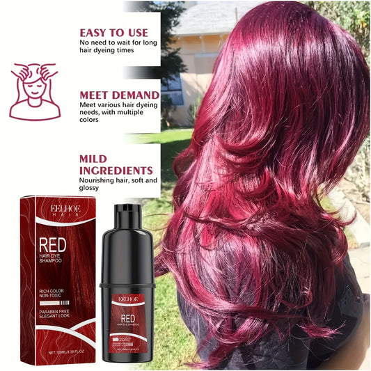 Red Hair Dye Shampoo 2pcs - Gentle 3-in-1 Coloring, Hydrating & Softening, Easy Everyday Hair Care for All Hair Types