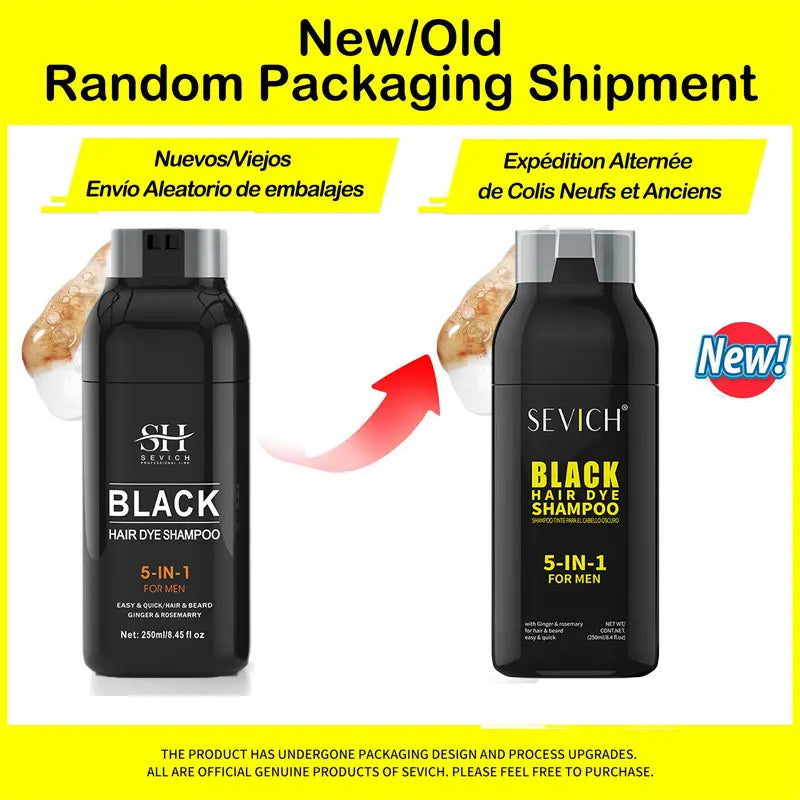 Sevich Hair Dye Shampoo 5 In 1 For Men Black Hair Dye Shampoo Beard Color Dye Cream To Cover Gray White Hair Darkening Shampoo