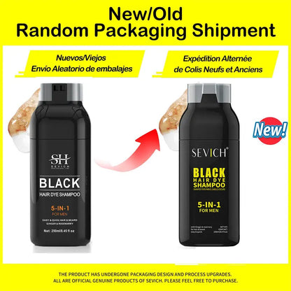 Sevich Hair Dye Shampoo 5 In 1 For Men Black Hair Dye Shampoo Beard Color Dye Cream To Cover Gray White Hair Darkening Shampoo