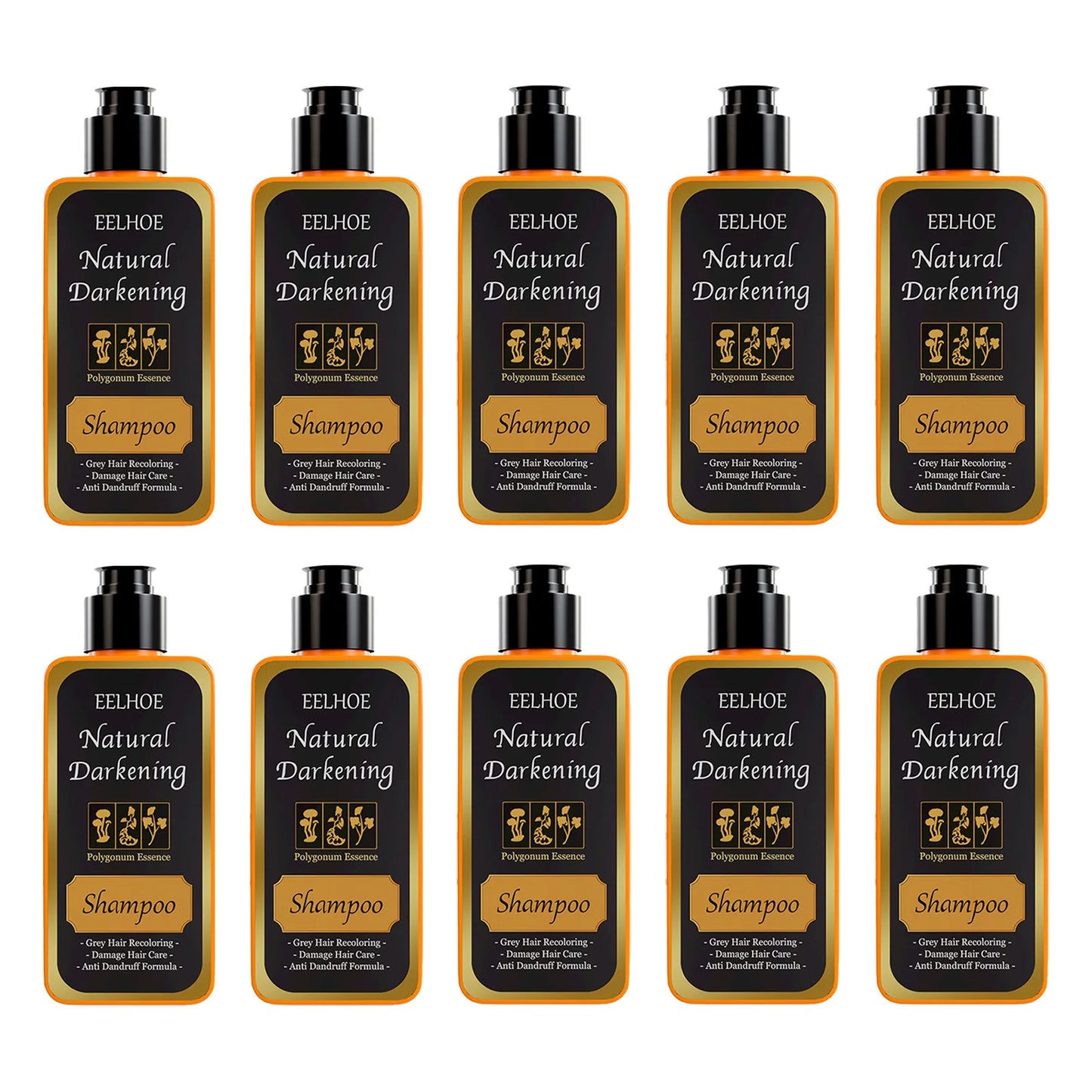 EELHOE 100ml Black Dye Shampoo Natural Herbal Hair Coloring Strengthen Hair Roots Nourishing Gray White Hair Turning Black Care