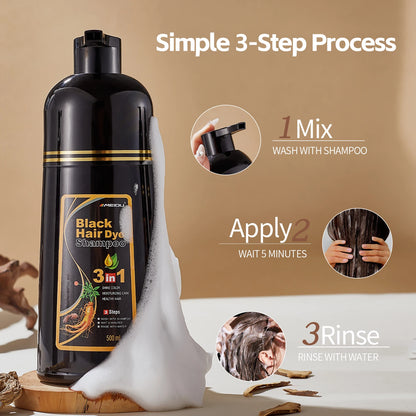 Meidu 3in1 Hair Dye Shampoo Easy to Use Moisturizing & Healthy Hair Care Creating Natural Hair Color,Quick Dyeing for Men Women
