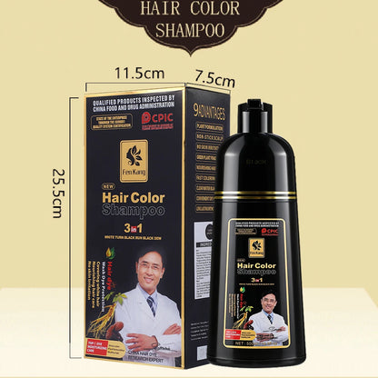 Long Lasting Hair Color Shampoo 3 in 1 Black Hair Dye Shampoo for Women&Men Natural Herbal Safety Cover White Gray Hair Cream