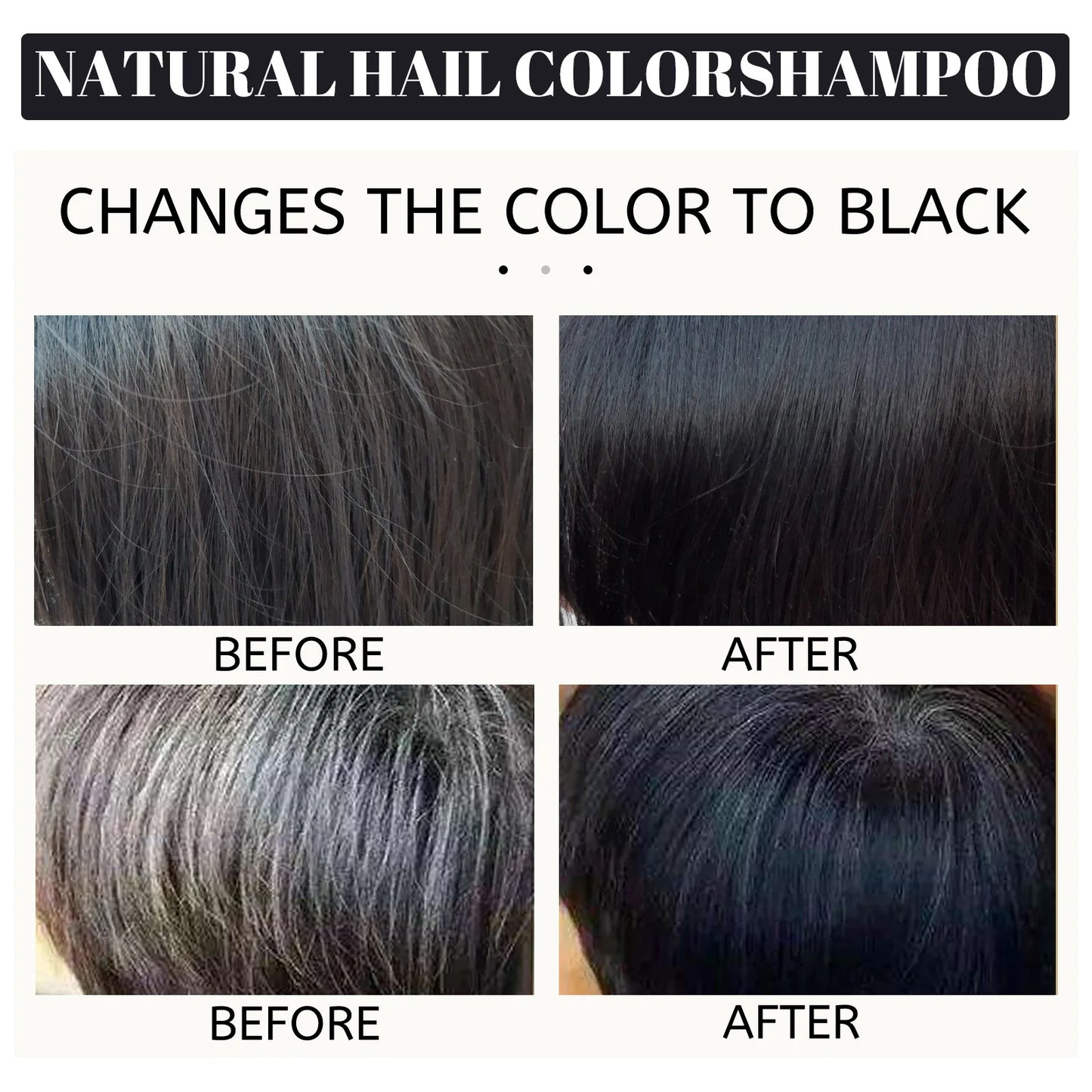 EELHOE 100ml Black Dye Shampoo Natural Herbal Hair Coloring Strengthen Hair Roots Nourishing Gray White Hair Turning Black Care