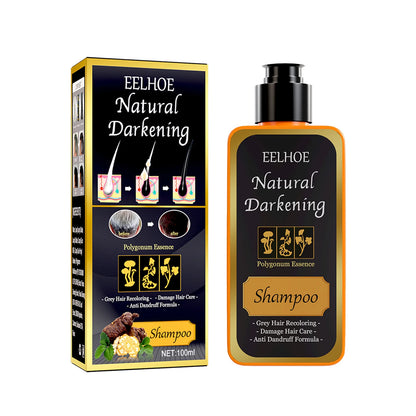 EELHOE 100ml Black Dye Shampoo Natural Herbal Hair Coloring Strengthen Hair Roots Nourishing Gray White Hair Turning Black Care