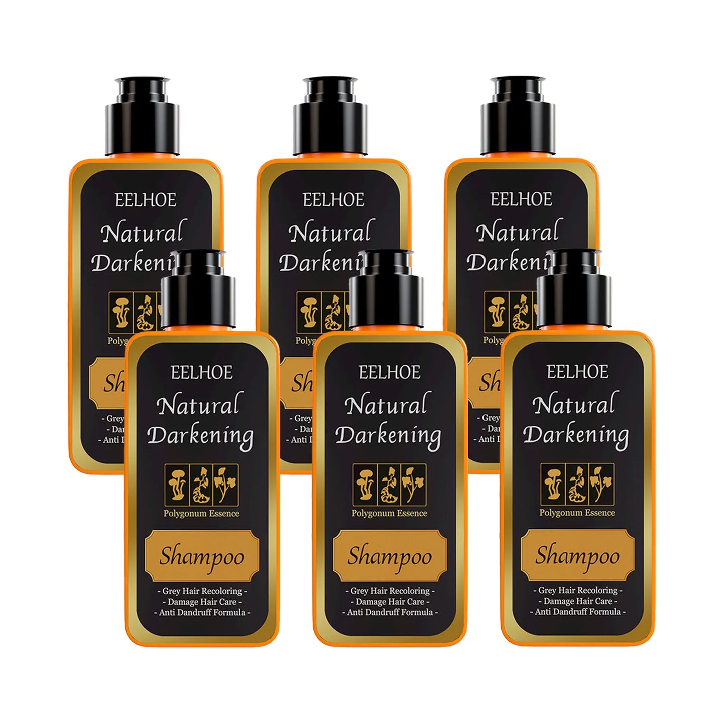 EELHOE 100ml Black Dye Shampoo Natural Herbal Hair Coloring Strengthen Hair Roots Nourishing Gray White Hair Turning Black Care