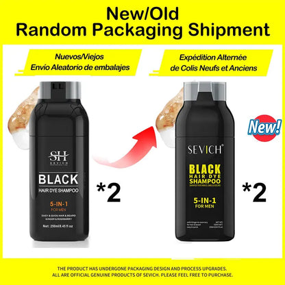 Sevich Hair Dye Shampoo 5 In 1 For Men Black Hair Dye Shampoo Beard Color Dye Cream To Cover Gray White Hair Darkening Shampoo