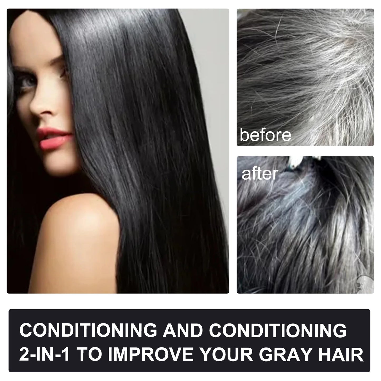 EELHOE 100ml Black Dye Shampoo Natural Herbal Hair Coloring Strengthen Hair Roots Nourishing Gray White Hair Turning Black Care