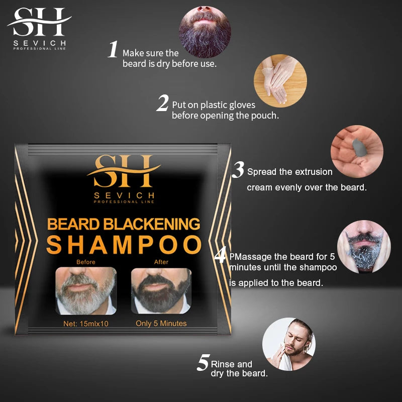3 Minutes Black Beard Dye Cream Beard Paint Men Beard Coloring Dye Shampoo Natural Beard Cover Fast Permanent Gray Hair Dye