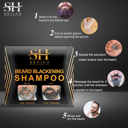 3 Minutes Black Beard Dye Cream Beard Paint Men Beard Coloring Dye Shampoo Natural Beard Cover Fast Permanent Gray Hair Dye