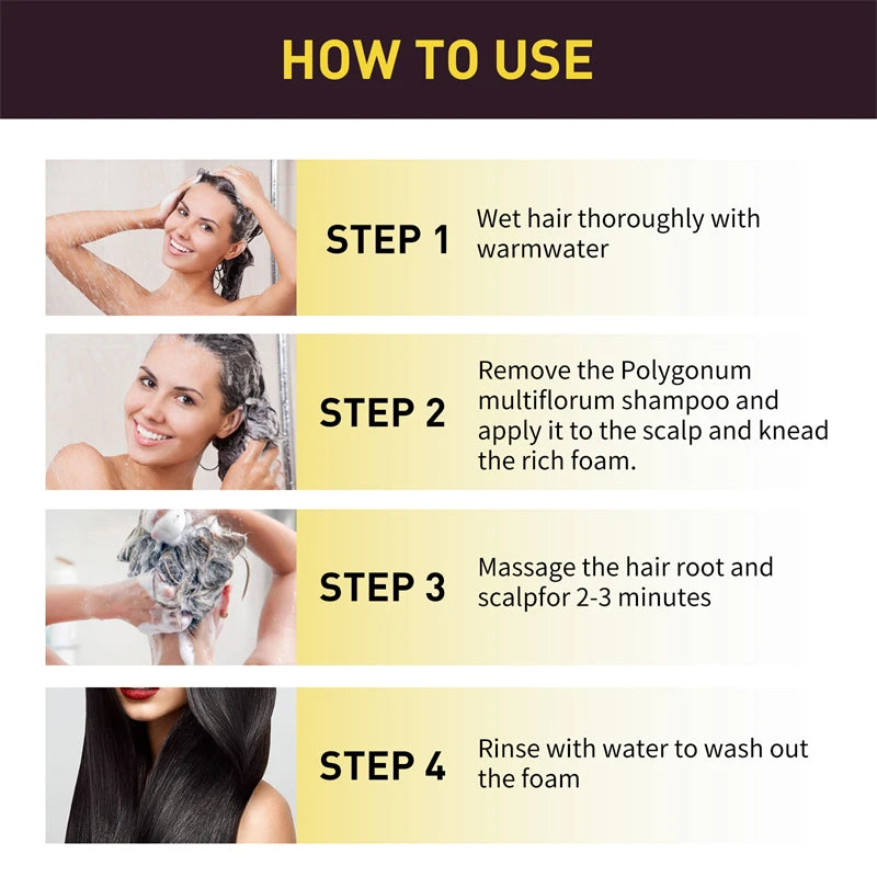 3 In 1 Instant Coloring Shampo Change Hair Color Gray Hair to Black Natural Black Color for Men Women Hair Dye Deep Nourishing